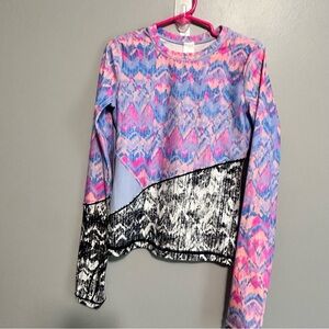 Ivivva Lululemon Girl Coastal Tide Rash Swim Rashguard Shirt Sz 7